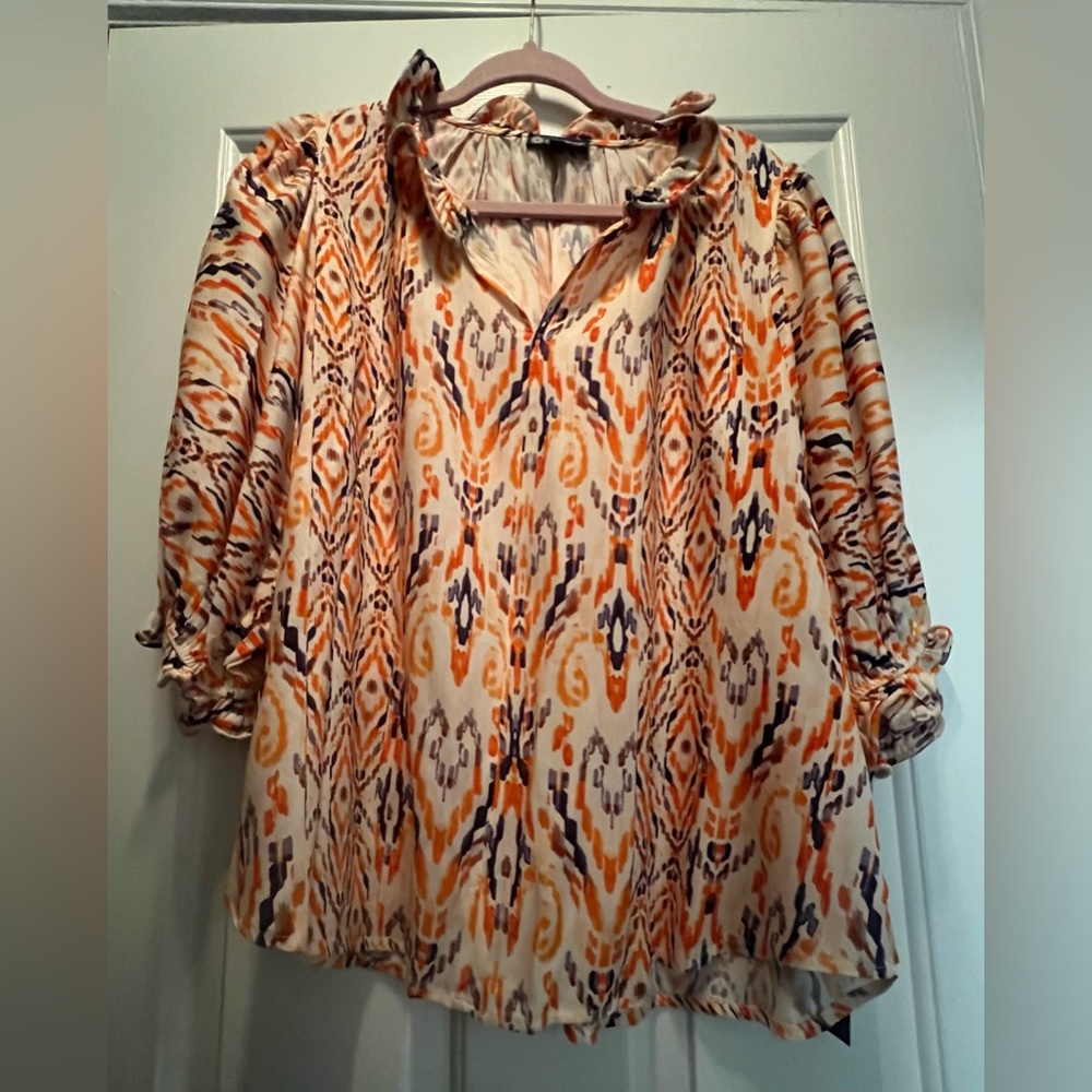 🆕-Democracy Stylish Orange Patterned Women's Top - Picture 2 of 5